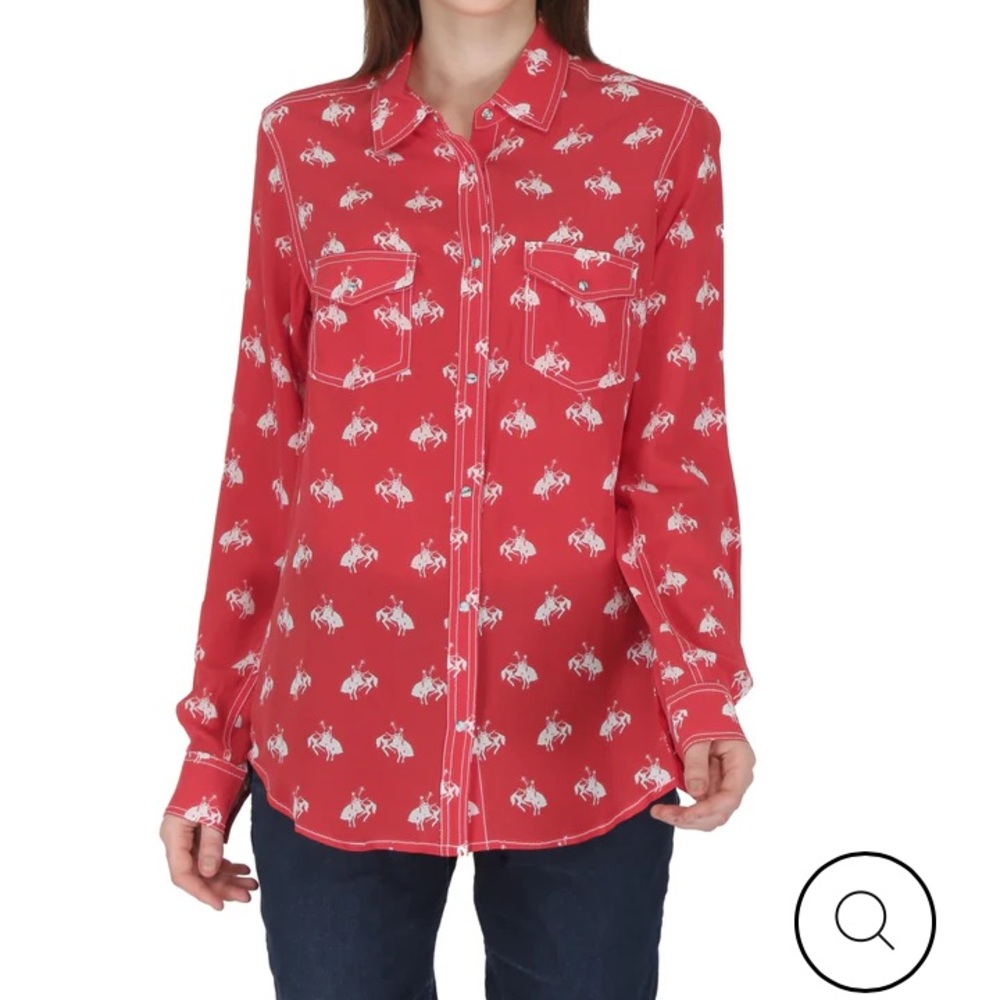 RRR Red Women's Western Button-Up Shirt